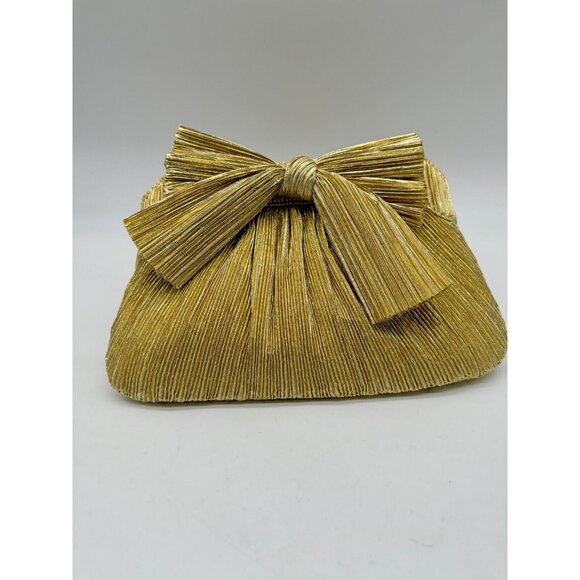 LOEFFLER RANDALL Rayne pleated bow clutch - Gold - Picture 3 of 13